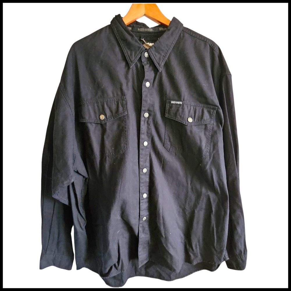 Harley-Davidson‎ Button Down Shirt Long Sleeve Motorcycles Black 3XL Jacket